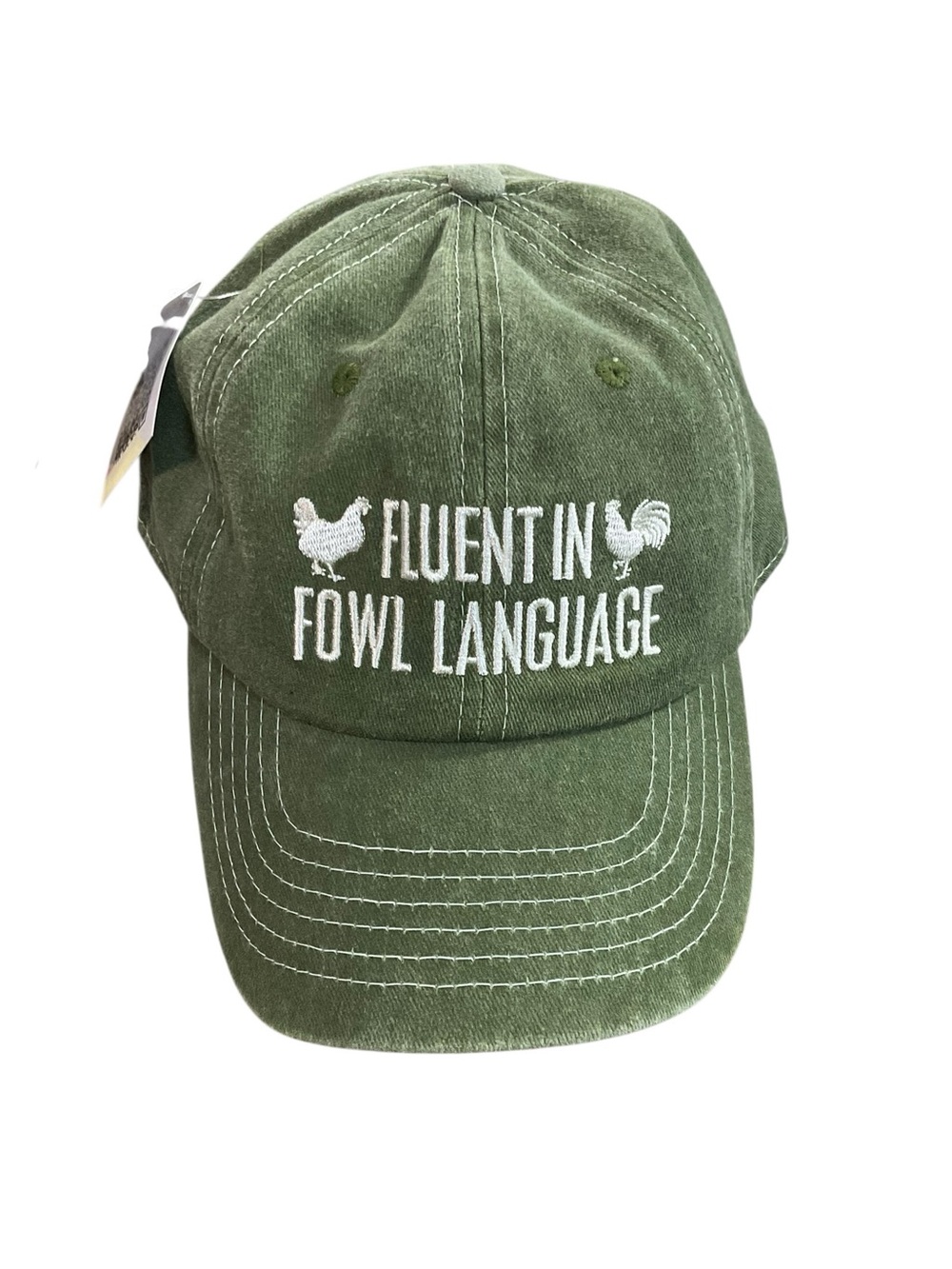 Primitives by Kathy Fluent in Fowl Language Green Baseball Cap Chicken Hat NWT